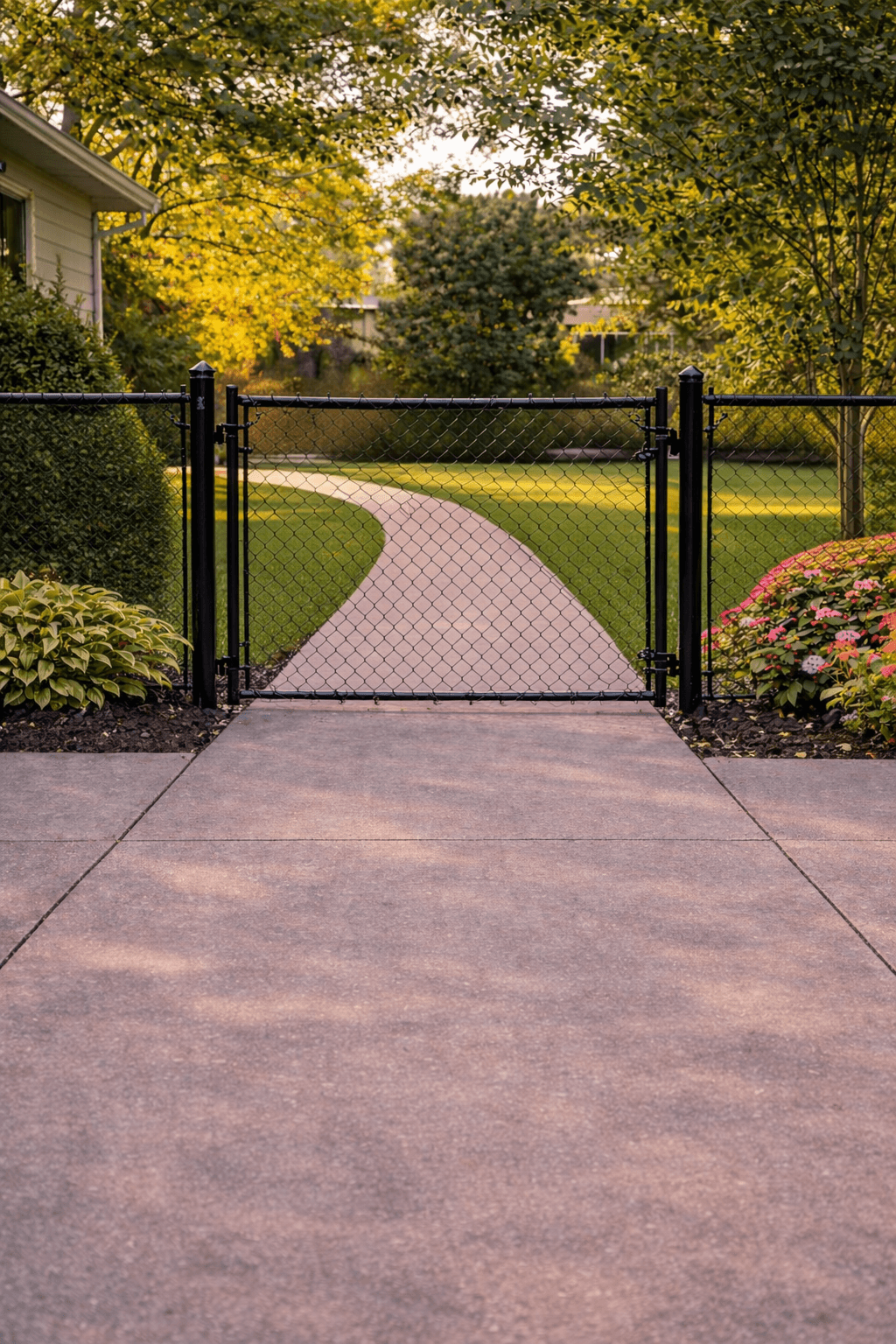 Black chain link walk gate